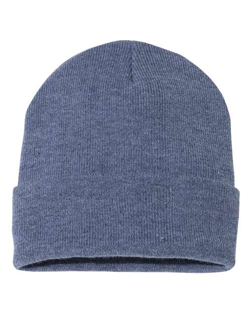 Custom Sportsman SP12 12" Cuffed Beanie | Classic Knit Hat - Heather Navy - The Luua Company