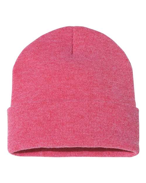 Custom Sportsman SP12 12" Cuffed Beanie | Classic Knit Hat - Heather Red - The Luua Company