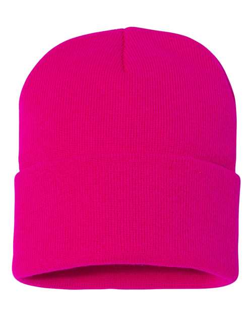 Custom Sportsman SP12 12" Cuffed Beanie | Classic Knit Hat - Neon Fuchsia - The Luua Company