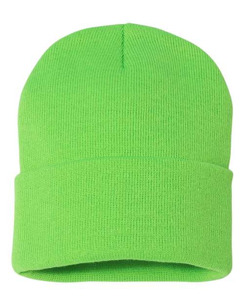Custom Sportsman SP12 12" Cuffed Beanie | Classic Knit Hat - Neon Green - The Luua Company