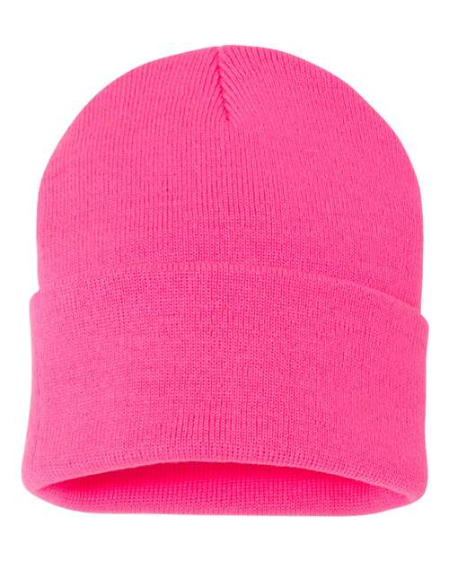 Custom Sportsman SP12 12" Cuffed Beanie | Classic Knit Hat - Neon Pink - The Luua Company