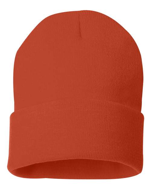 Custom Sportsman SP12 12" Cuffed Beanie | Classic Knit Hat - Orange - The Luua Company