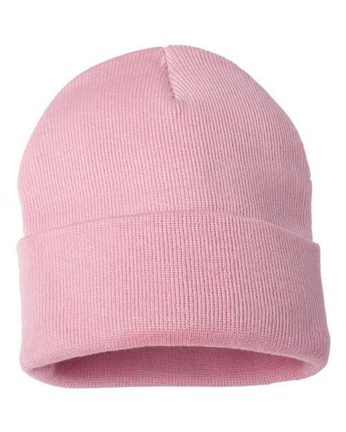 Custom Sportsman SP12 12" Cuffed Beanie | Classic Knit Hat - Pink - The Luua Company