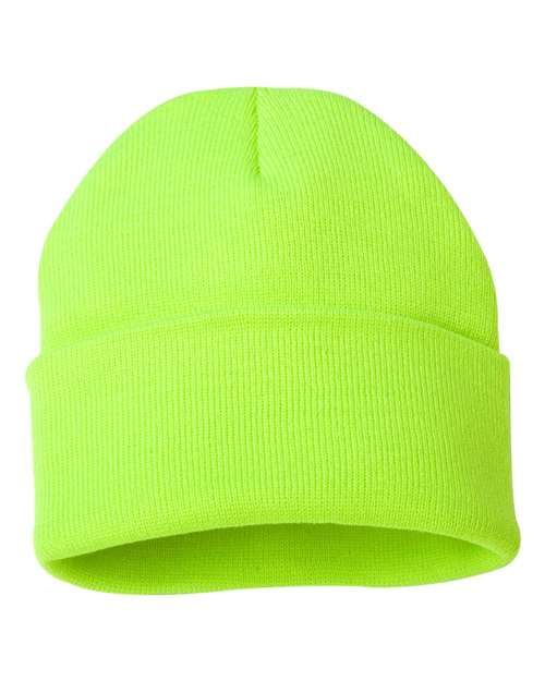 Custom Sportsman SP12 12" Cuffed Beanie | Classic Knit Hat - Safety Yellow - The Luua Company
