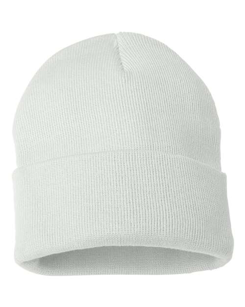 Custom Sportsman SP12 12" Cuffed Beanie | Classic Knit Hat - White - The Luua Company