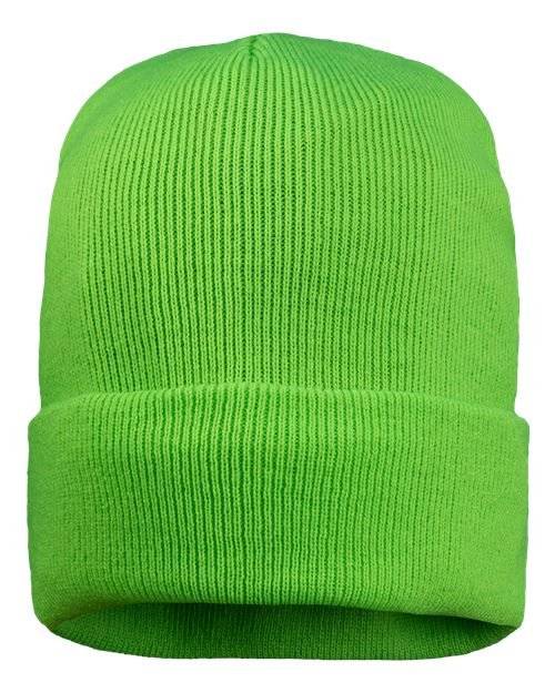 Custom Sportsman SP12FL 12" Utility Beanie | Industrial Safety Hat - Neon Green - The Luua Company
