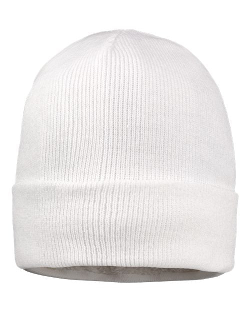 Custom Sportsman SP12SL 12" Sherpa Lined Beanie | Insulated Knit Hat - White - The Luua Company