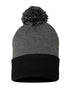 Custom Sportsman SP15 12" Pom - Pom Beanie | Cuffed Knit Winter Hat - Black - The Luua Company
