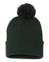 Custom Sportsman SP15 12" Pom - Pom Beanie | Cuffed Knit Winter Hat - Forest - The Luua Company