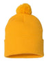 Custom Sportsman SP15 12" Pom - Pom Beanie | Cuffed Knit Winter Hat - Gold - The Luua Company