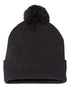 Custom Sportsman SP15 12" Pom - Pom Beanie | Cuffed Knit Winter Hat - Heather Charcoal - The Luua Company