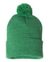 Custom Sportsman SP15 12" Pom - Pom Beanie | Cuffed Knit Winter Hat - Heather Kelly - The Luua Company