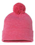 Custom Sportsman SP15 12" Pom - Pom Beanie | Cuffed Knit Winter Hat - Heather Red - The Luua Company