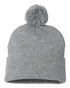 Custom Sportsman SP15 12" Pom - Pom Beanie | Cuffed Knit Winter Hat - Light Heather Grey - The Luua Company