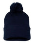 Custom Sportsman SP15 12" Pom - Pom Beanie | Cuffed Knit Winter Hat - Navy - The Luua Company