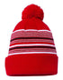 Custom Sportsman SP60S Striped Pom - Pom Beanie | Retro Knit - Red/ White/ Grey/ Black - The Luua Company