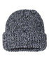 Custom Sportsman SP90S 12" Slouch Beanie | Relaxed Thin Knit Lifestyle Hat - Black/ Natural - The Luua Company