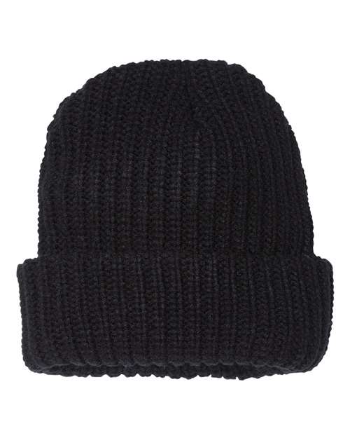 Custom Sportsman SP90S 12" Slouch Beanie | Relaxed Thin Knit Lifestyle Hat - Black - The Luua Company