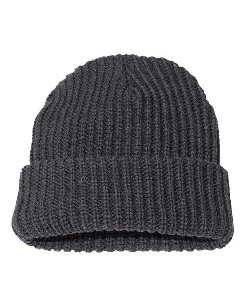 Custom Sportsman SP90S 12" Slouch Beanie | Relaxed Thin Knit Lifestyle Hat - Charcoal - The Luua Company