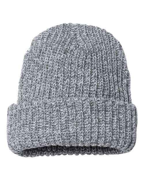 Custom Sportsman SP90S 12" Slouch Beanie | Relaxed Thin Knit Lifestyle Hat - Grey/ White Speckled - The Luua Company