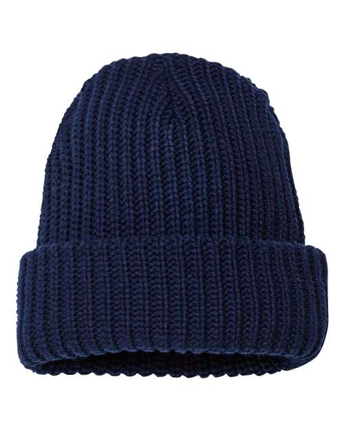 Custom Sportsman SP90S 12" Slouch Beanie | Relaxed Thin Knit Lifestyle Hat - Navy - The Luua Company