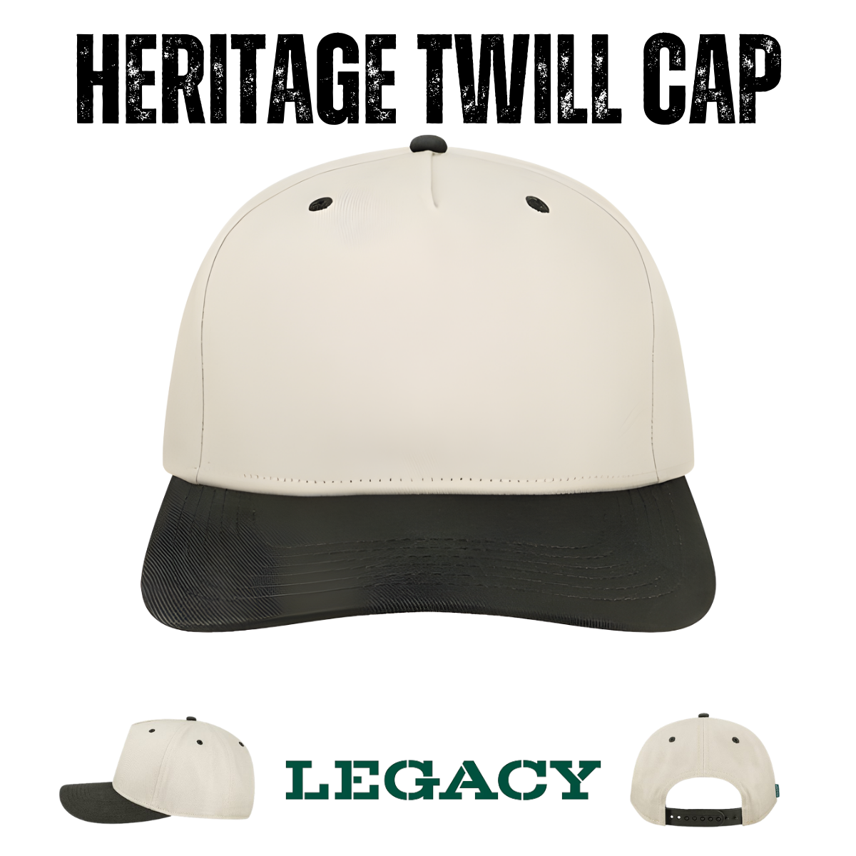 Custom Legacy HTA Heritage Twill Cap | Heavyweight Structured 5-Panel Hat
