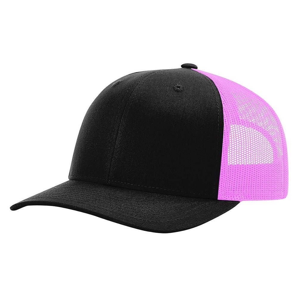 Richardson 115 Custom Hat | Low Profile Trucker in Black/ Neon Pink - The Luua Company