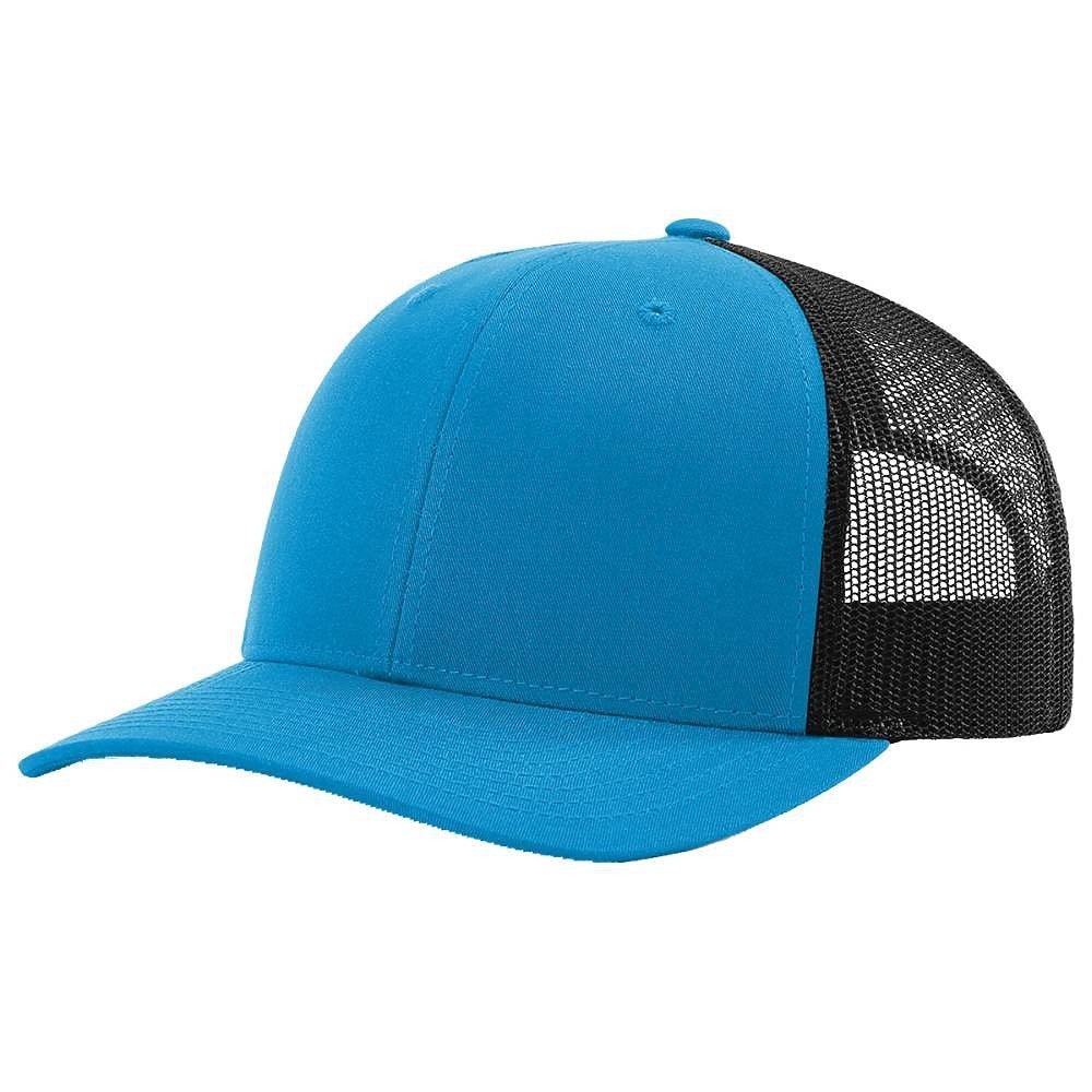Richardson 115 Custom Hat | Low Profile Trucker in Cyan Blue/ Black - The Luua Company