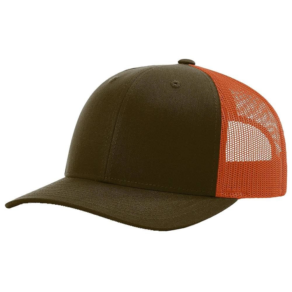 Richardson 115 Custom Hat | Low Profile Trucker in Dark Loden/ Jaffa Orange - The Luua Company