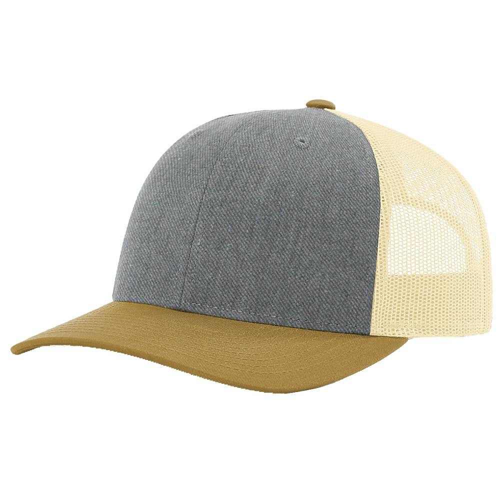 Richardson 115 Custom Hat | Low Profile Trucker in Heather Grey/ Birch/ Amber Gold - The Luua Company