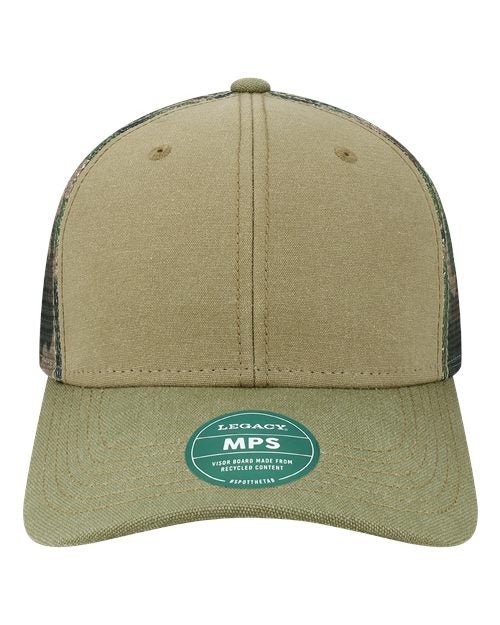 Mid - Pro Snapback Trucker Cap - Khaki/ Sage/ Camo Mesh - The Luua Company