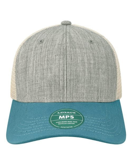 Mid - Pro Snapback Trucker Cap - Melange Grey/ Pacific Blue/ Stone - The Luua Company