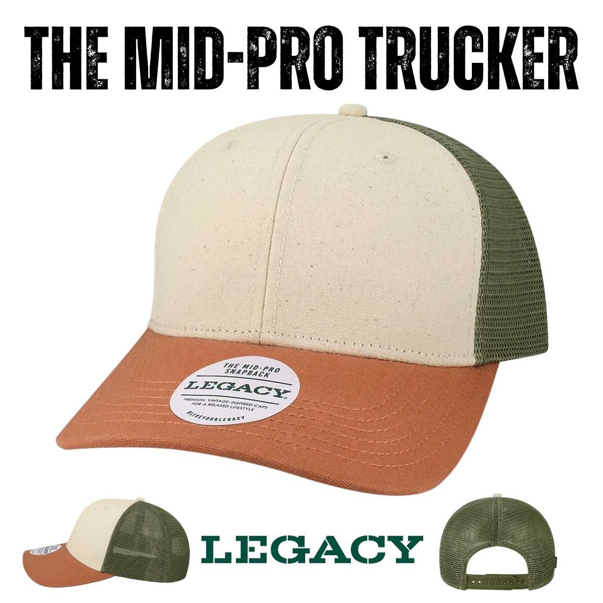 Custom Legacy MPS Mid-Pro Snapback Trucker | Structured 6-Panel Mesh Back Hat