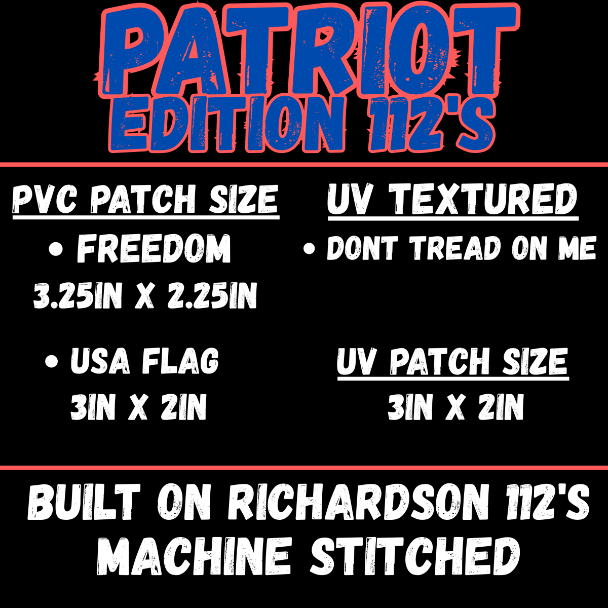 Patriot Edition Richardson 112 - Premium PVC and UV Textured Printed Patches - The Luua Company