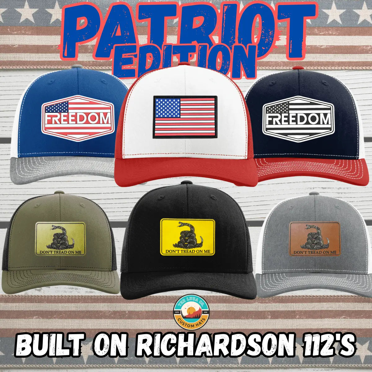 Patriot Edition Richardson 112 trucker with PVC patches in - The Luua Company