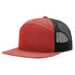 Richardson 168 - Flat Bill Hi - Pro 7 Panel Trucker Hats in Red/ Black - The Luua Company