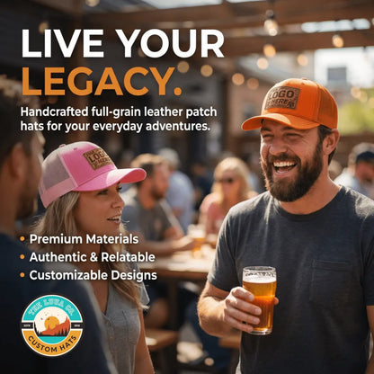 Richardson 112 trucker hat with full grain leather patch