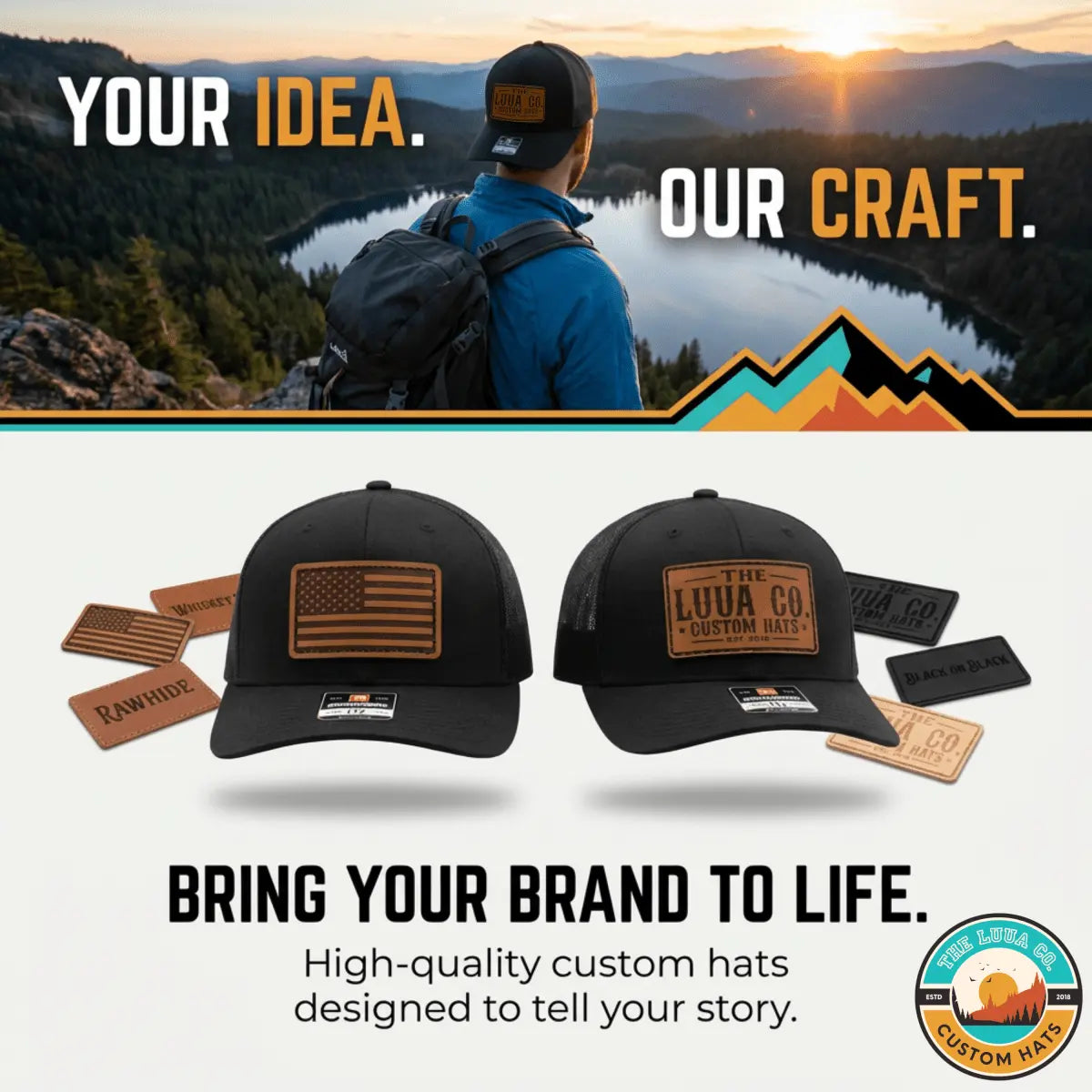 Richardson 112 trucker hat with full grain leather patch