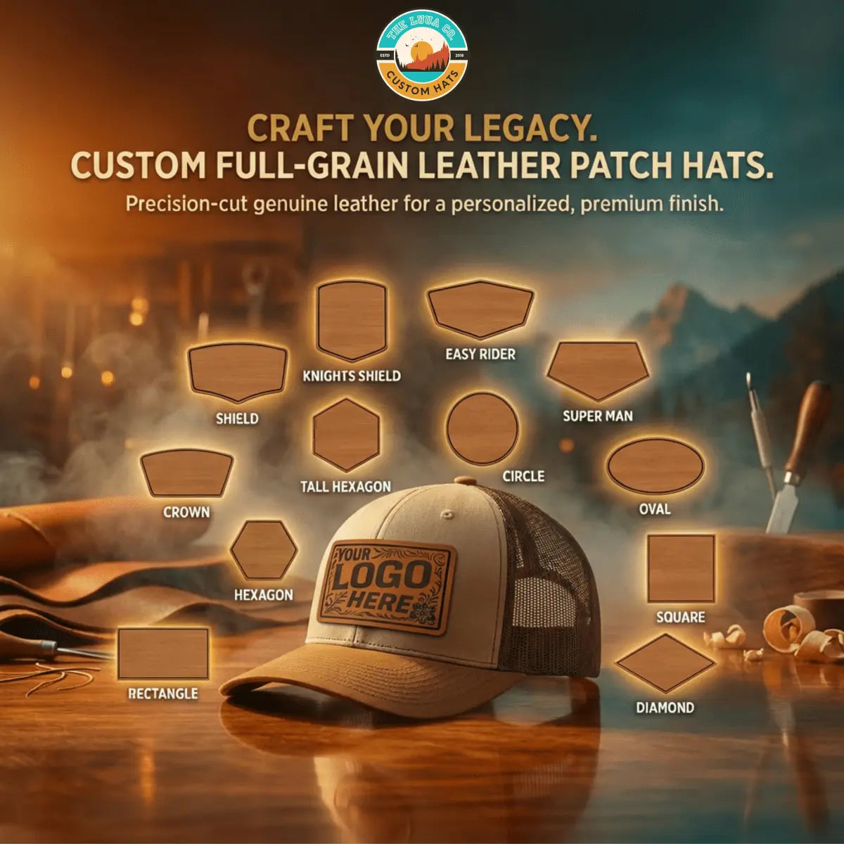 Richardson 112 trucker hat with full grain leather patch