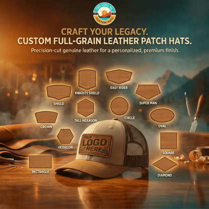 Richardson 112 trucker hat with full grain leather patch