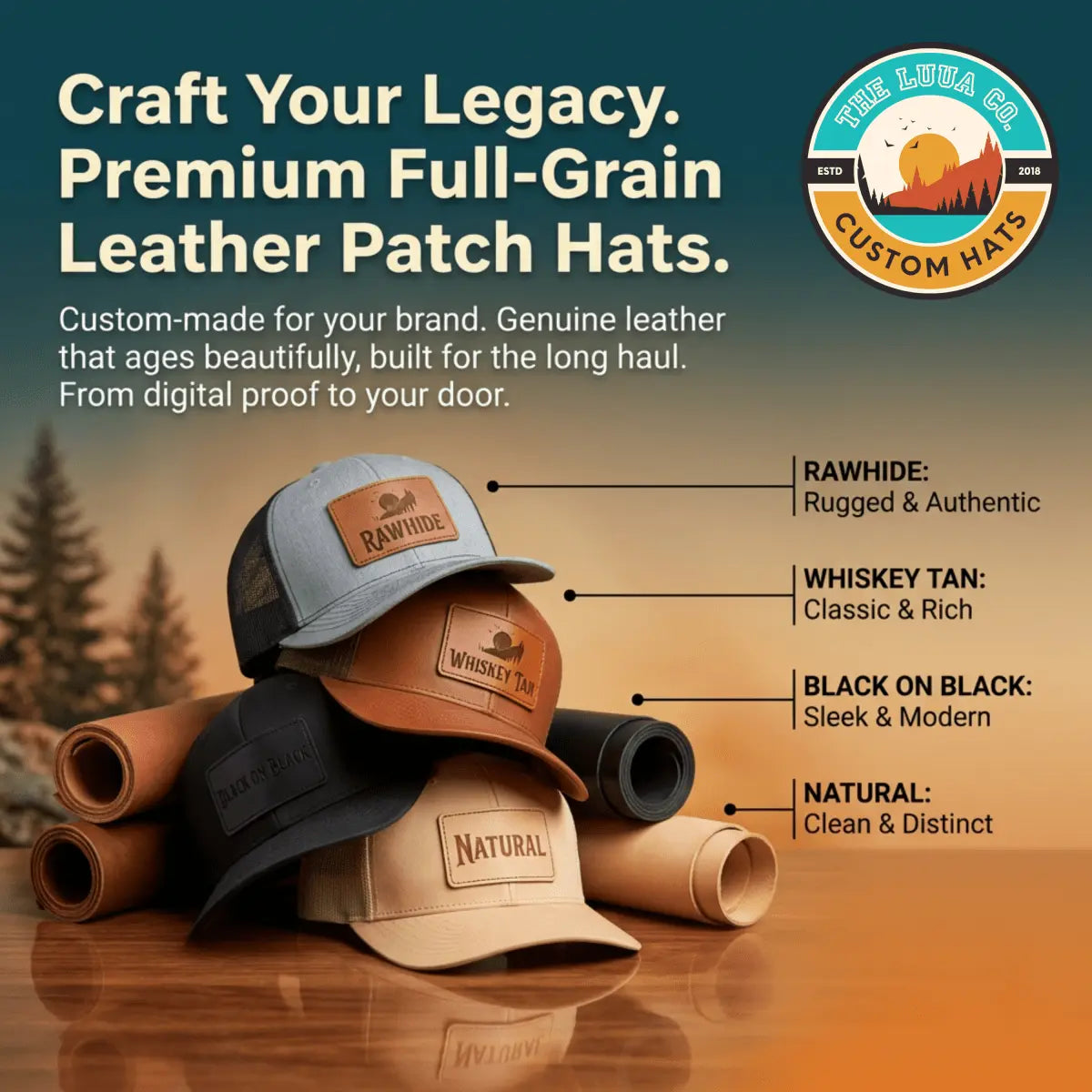 Richardson 112 trucker hat with full grain leather patch