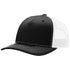 Custom Richardson 112FP Seamless 5-Panel Trucker with Leather Patch in Black/ White - The Luua Company