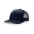Custom Richardson 112FP Seamless 5-Panel Trucker with Leather Patch in Navy - The Luua Company