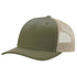 Custom Richardson 112FP Seamless 5-Panel Trucker with Leather Patch in Army Olive/ Tan - The Luua Company
