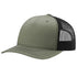 Custom Richardson 112FP Seamless 5-Panel Trucker with Leather Patch in Loden/ Black - The Luua Company