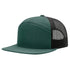 Richardson 168 - Flat Bill Hi - Pro 7 Panel Trucker Hats in Dark Green/ Black - The Luua Company
