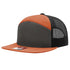 Richardson 168 - Flat Bill Hi - Pro 7 Panel Trucker Hats in Charcoal/ Burnt Orange/ Black - The Luua Company