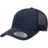 Custom Yupoong 6606 Retro Trucker Hat | Personalized Leather Patch Cap in navy - The Luua Company