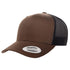Custom Yupoong 6606 Retro Trucker Hat | Personalized Leather Patch Cap in coyote brown/black - The Luua Company