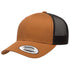 Custom Yupoong 6606 Retro Trucker Hat | Personalized Leather Patch Cap in caramel/black - The Luua Company